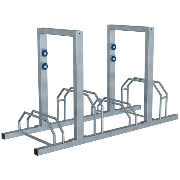 Bicycle stand | Row system | with leaning bracket | as an e-bike leaning bracket | hot-dip galvanized | 4 Bicycleslength: 1400 mm